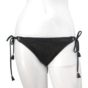 Victoria's Secret Side Tie Bikini Bottoms Swim Shirred Gold Bead Tassels Beach